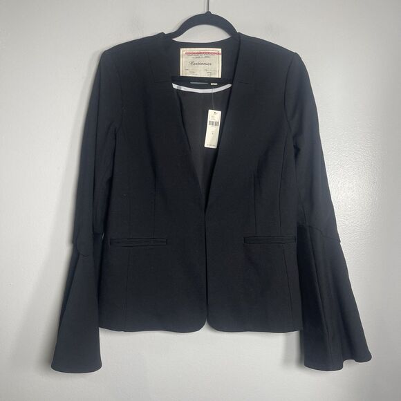 ANTHROPOLOGIE Cartonnier Bell Sleeve Blazer Medium Black NEW Modern Boho Chic - Picture 2 of 11
